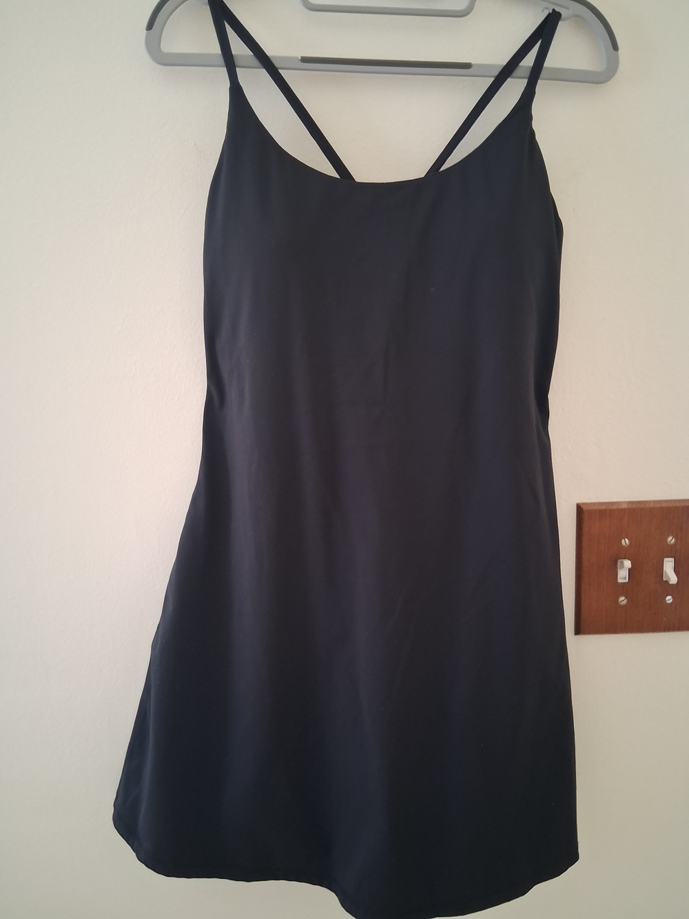 HALARA Simple Black Spaghetti Strap Slip Dress WITH BUILD IN SHORTS Easy Peezy